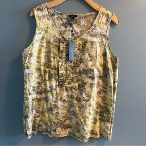 Talbots Ruffle Front Mottle Print Blouse